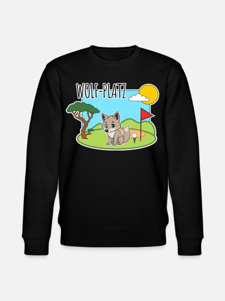 Wolf-Platz - Ein Wolf auf dem Golfplatz - Stanley/Stella Unisex Bio-Sweatshirt CHANGER - Schwarz