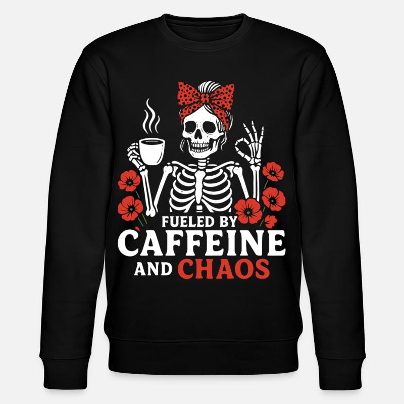 Mère Caféine Maman Squelette Café - Sweat bio CHANGER Stanley/Stella Unisexe - noir