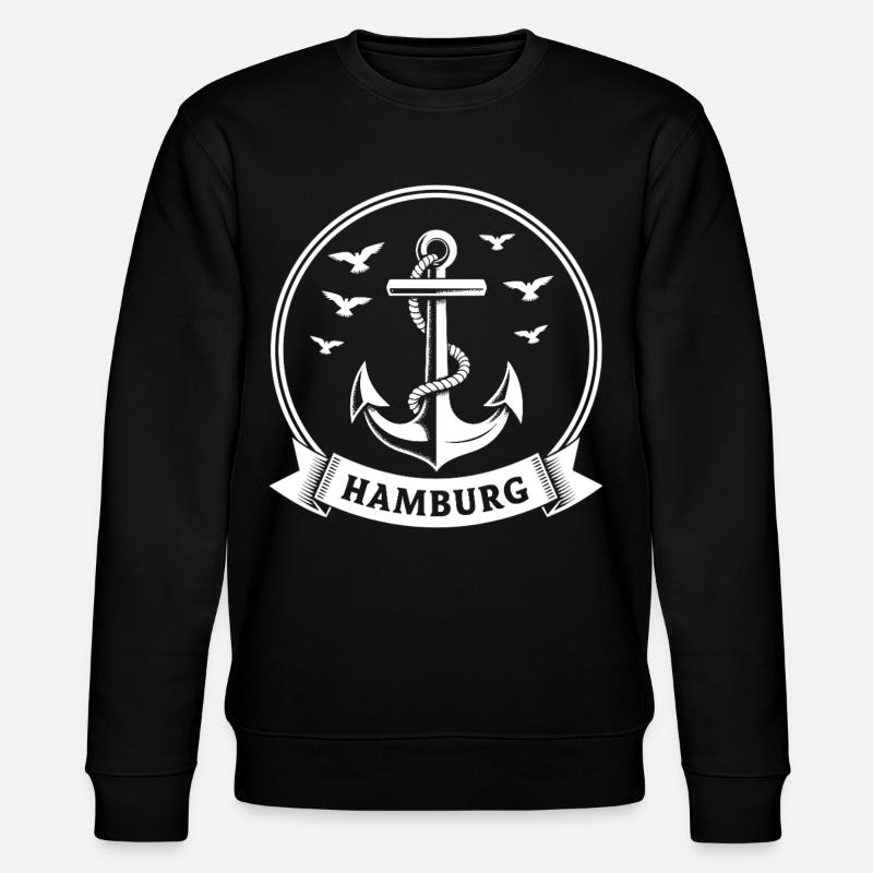 Hamburg Anker Maritimes Wappen Moin - Stanley/Stella Unisex Bio-Sweatshirt CHANGER - Schwarz
