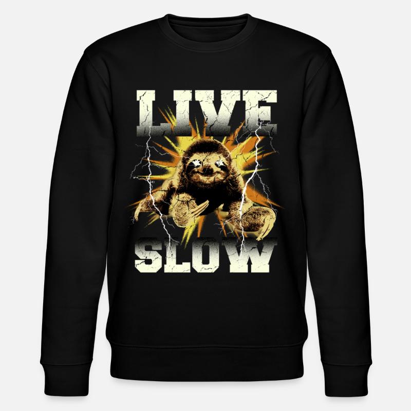 Live Slow Sloth Graphic - Stanley/Stella CHANGER Unisex Organic Sweatshirt - black