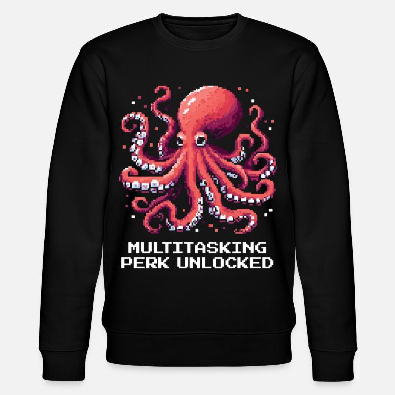 Multitasking Ability Unlocked | Octopus - Stanley/Stella CHANGER Unisex Organic Sweatshirt - black