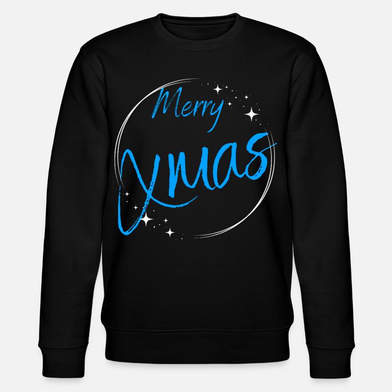Merry Xmas Script Circle - Stanley/Stella CHANGER Unisex Organic Sweatshirt - black