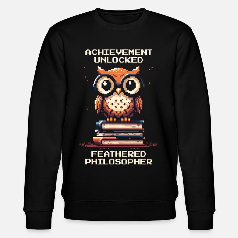 Achievement: Feathered Philosopher | Owl, RPG - Stanley/Stella CHANGER Unisex Organic Sweatshirt - black