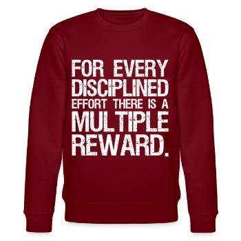 for every disciplined effort there is a multiple - Stanley/Stella CHANGER Unisex Organic Sweatshirt - burgundy - Front - Nik (191cm) & Marisol (170cm)
