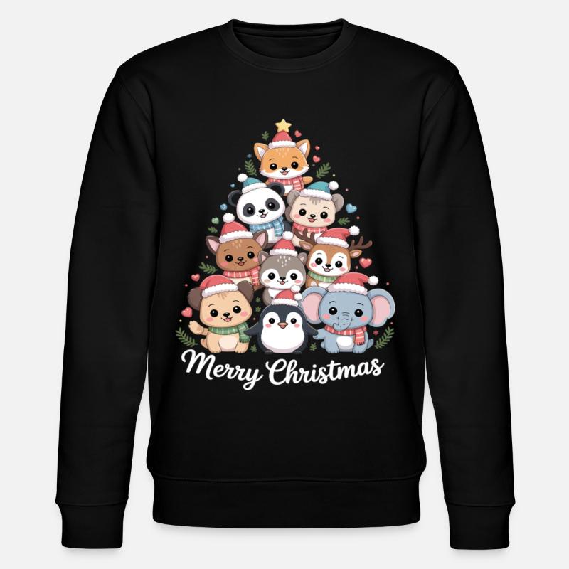 Tierischer Weihnachtsbaum – Niedliche Xmas Tiere - Stanley/Stella Unisex Bio-Sweatshirt CHANGER  - Schwarz