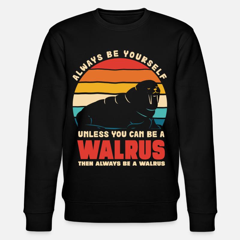 Walrus Selbstbewusstsein Retro - Stanley/Stella Unisex Bio-Sweatshirt CHANGER  - Schwarz