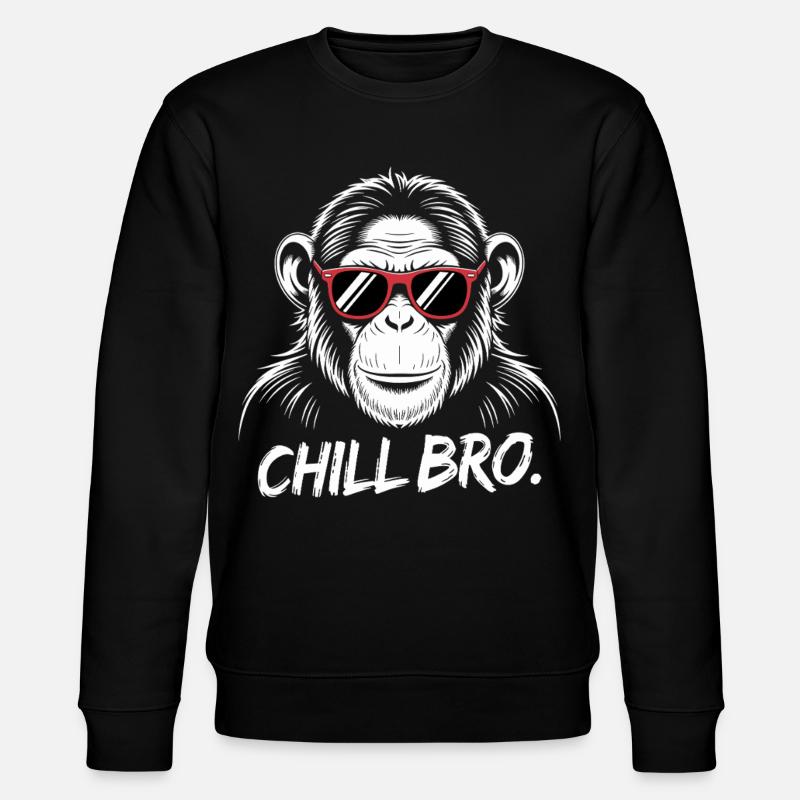Chill Bro Monkey With Sunglasses - Stanley/Stella CHANGER Unisex Organic Sweatshirt - black