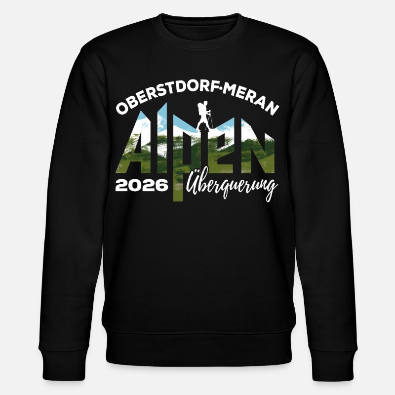 Alpenüberquerung 2026, Oberstdorf Meran, Wandern - Stanley/Stella Unisex Bio-Sweatshirt CHANGER  - Schwarz