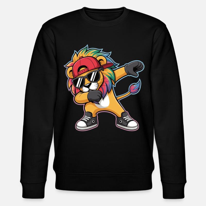 Dabbing Löwe mit Regenbogenmähne - Stanley/Stella Unisex Bio-Sweatshirt CHANGER  - Schwarz