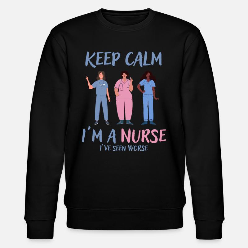 Bleib ruhig, ich bin Krankenschwester - Stanley/Stella Unisex Bio-Sweatshirt CHANGER  - Schwarz