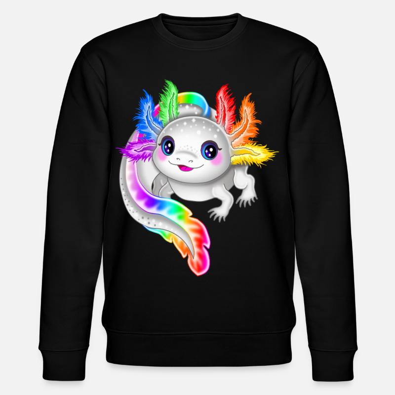 Regenbogen bunter Axolotl - Stanley/Stella Unisex Bio-Sweatshirt CHANGER  - Schwarz
