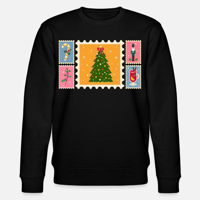 Sapin de Noël en style timbre - Sweat bio CHANGER Stanley/Stella Unisexe - noir