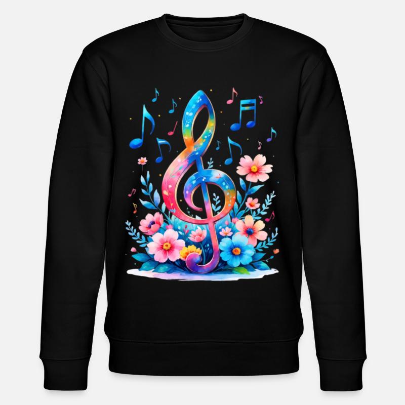 Regenbogen Notenschlüssel Blumenkunst - Stanley/Stella Unisex Bio-Sweatshirt CHANGER  - Schwarz
