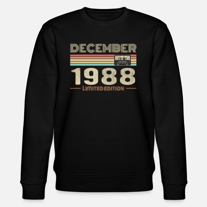 Décembre 1988 anniversaire Décembre 1988 Décembre - Sweat bio CHANGER Stanley/Stella Unisexe - noir