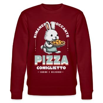 Häschen Pizza - Stanley/Stella Unisex Bio-Sweatshirt CHANGER  - Burgunderrot - Vorne - Nik (191cm) & Marisol (170cm)