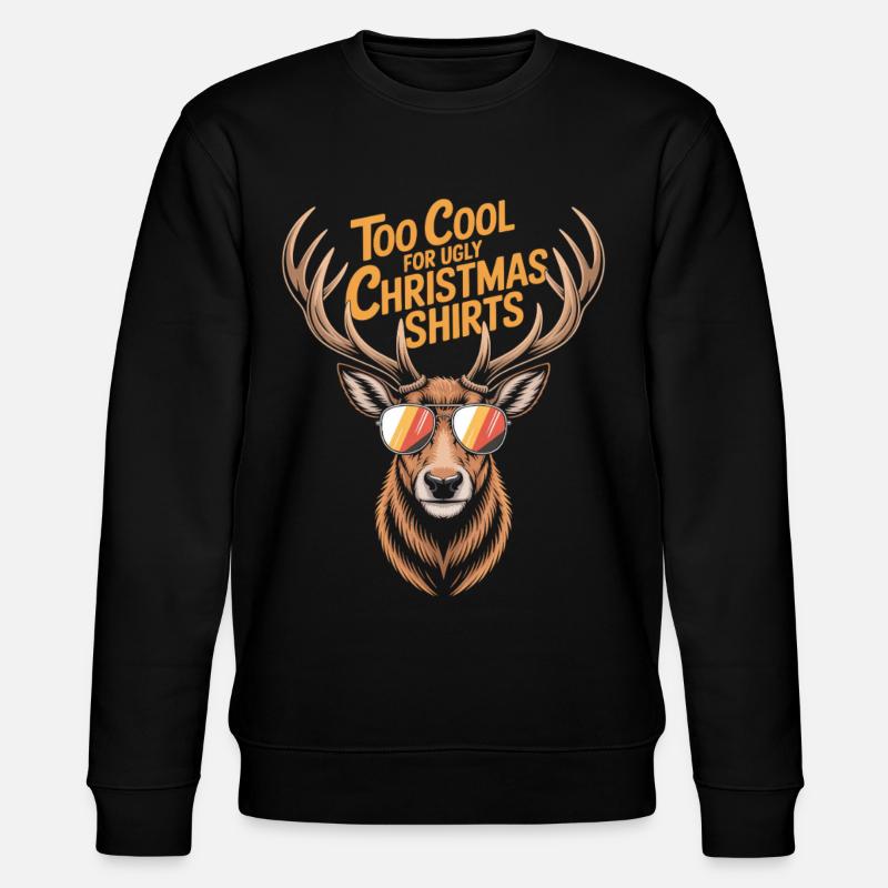 Hirsch mit Geweih Ugly christmas - Stanley/Stella Unisex Bio-Sweatshirt CHANGER  - Schwarz