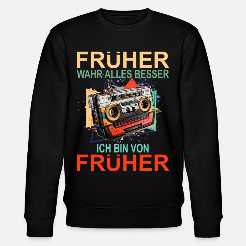 Früher war alles besser - Stanley/Stella Unisex Bio-Sweatshirt CHANGER  - Schwarz
