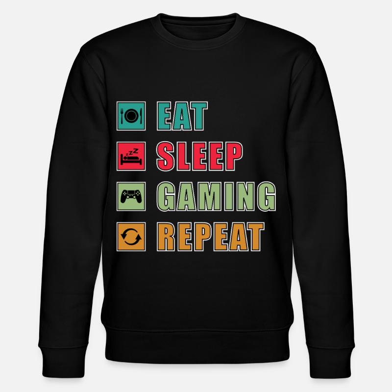 Eat Sleep Gaming Repeat Design - Stanley/Stella Unisex Bio-Sweatshirt CHANGER  - Schwarz
