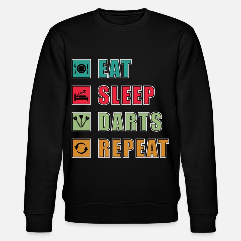 Eat Sleep Darts Repeat - Stanley/Stella CHANGER Unisex Organic Sweatshirt - black