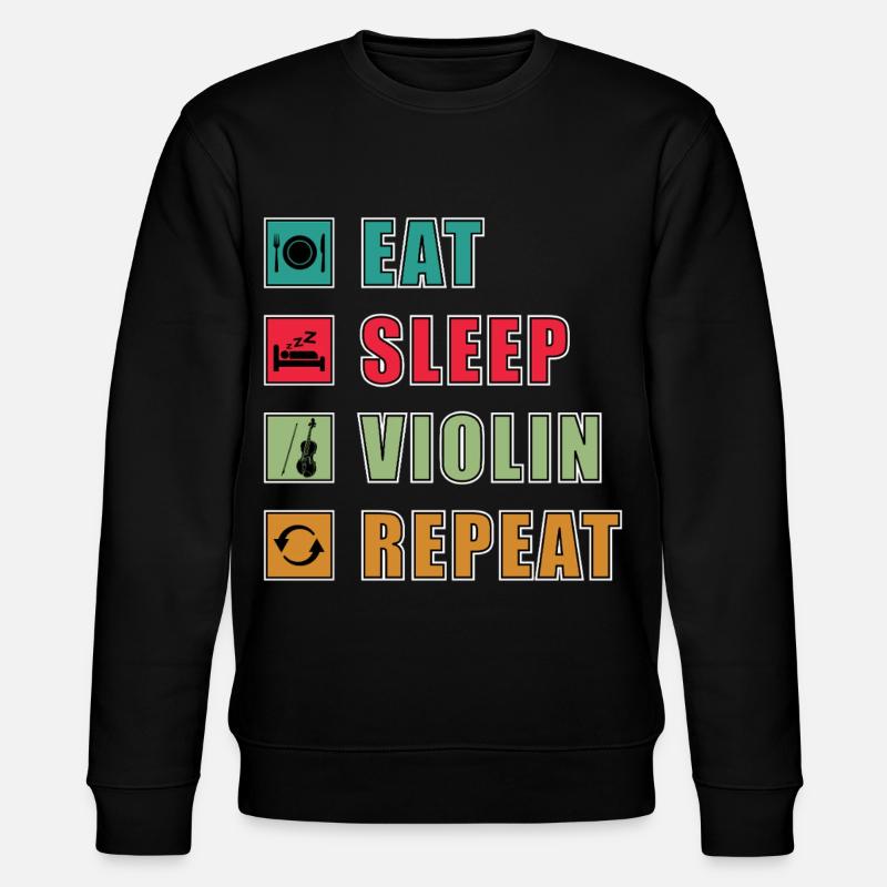 Eat Sleep Violin Repeat Grafik - Stanley/Stella Unisex Bio-Sweatshirt CHANGER - Schwarz