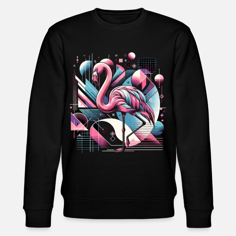 Neon Flamingo Geometric Pop 80s - Stanley/Stella CHANGER Unisex Organic Sweatshirt - black
