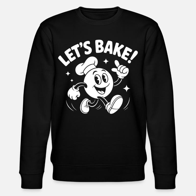 Lets Bake Cartoon Baking Mascot - Stanley/Stella CHANGER Unisex Organic Sweatshirt - black