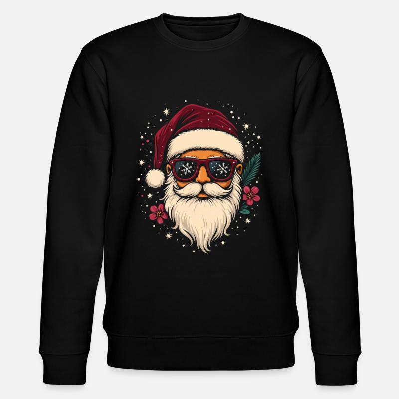 Cooler Weihnachtsmann mit Sonnenbrille Geschenk - Stanley/Stella Unisex Bio-Sweatshirt CHANGER  - Schwarz