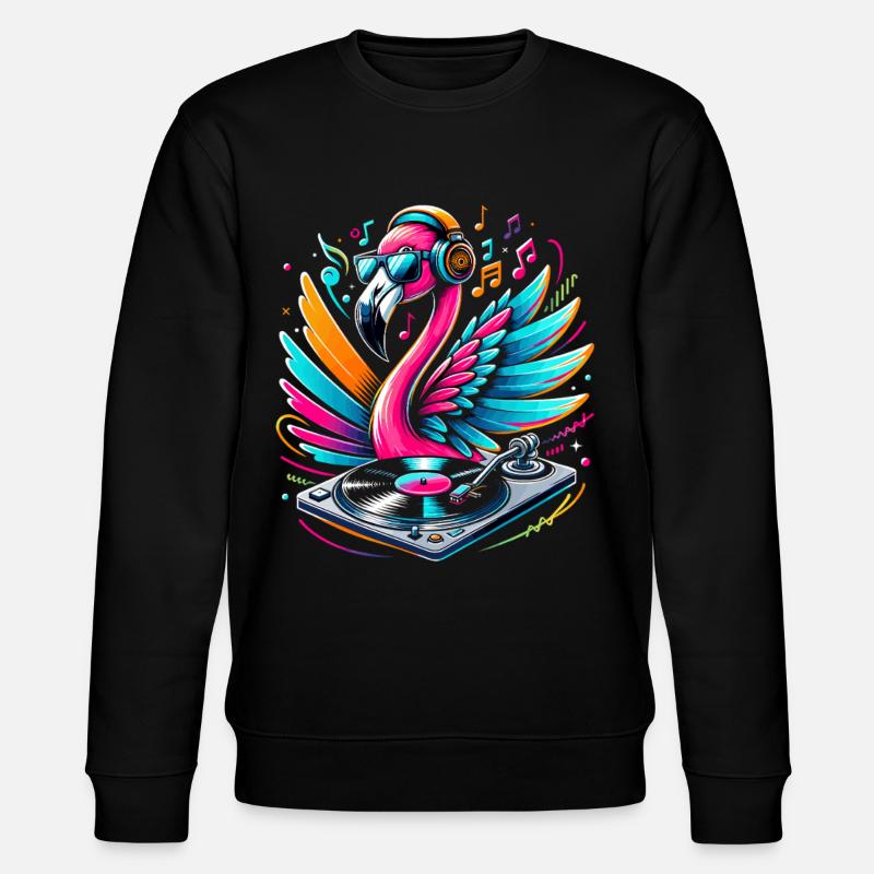 Flamingo DJ Neonbeat - Stanley/Stella Unisex Bio-Sweatshirt CHANGER  - Schwarz