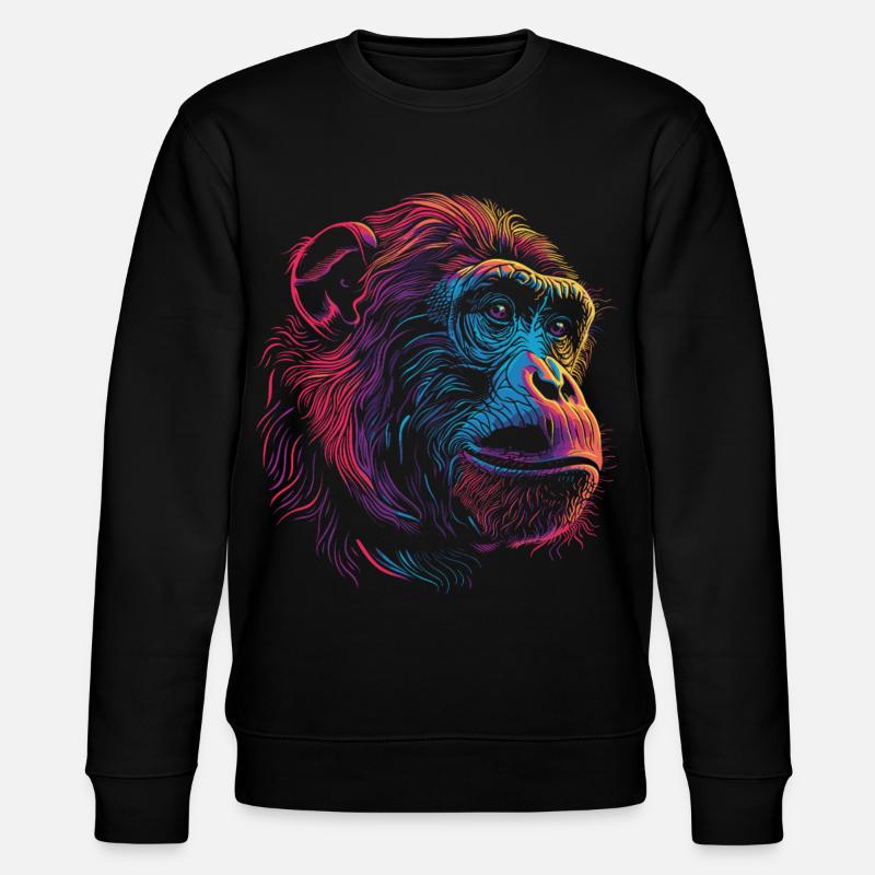 Neon Psychedelischer Affe - Stanley/Stella Unisex Bio-Sweatshirt CHANGER  - Schwarz