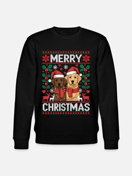 Labrador - Golden Retriever Christmas Xmas - Stanley/Stella CHANGER Unisex Organic Sweatshirt - black