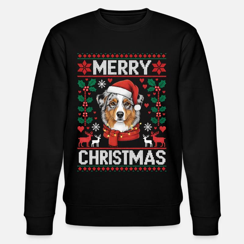 Australian Shepherd Christmas Xmas - Stanley/Stella CHANGER Unisex Organic Sweatshirt - black