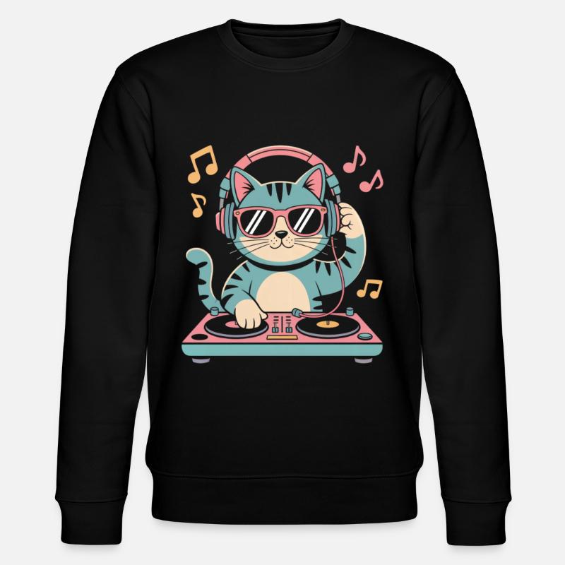 DJ Katze - Stanley/Stella Unisex Bio-Sweatshirt CHANGER  - Schwarz