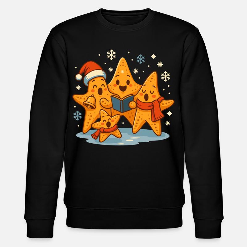 Weihnachten singende Seesterne Maritim - Stanley/Stella Unisex Bio-Sweatshirt CHANGER  - Schwarz