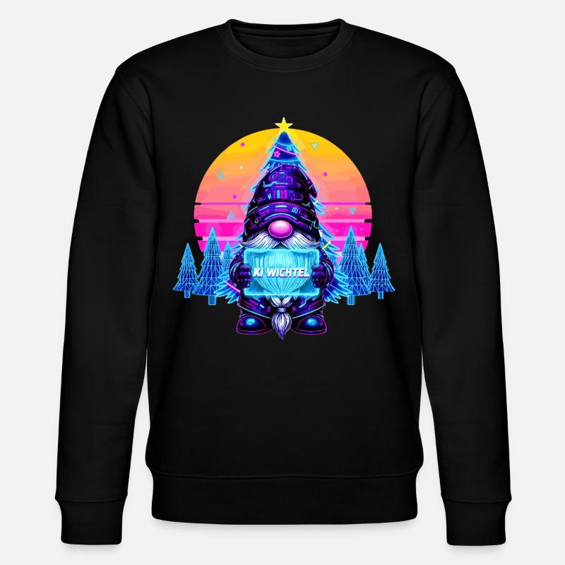 KI GNOME - Synthwave Retrowave 80s - Stanley/Stella CHANGER Unisex Organic Sweatshirt - black