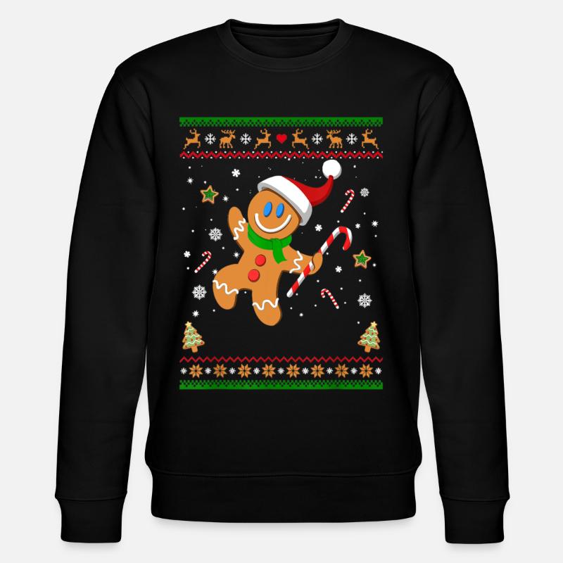 Hässliches Weihnachtspullover Lebkuchenmann Lustiges Geschenk - Stanley/Stella Unisex Bio-Sweatshirt CHANGER  - Schwarz