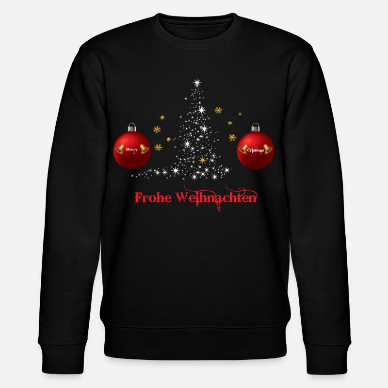 Frohe Weihnachten Ornamentbaum, Weihnachtsgeschenk - Stanley/Stella Unisex Bio-Sweatshirt CHANGER - Schwarz