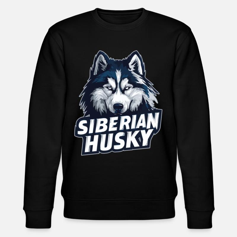 Siberian Husky Kopf Illustration - Stanley/Stella Unisex Bio-Sweatshirt CHANGER  - Schwarz