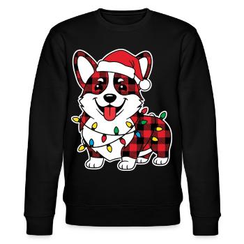Chien Corgi Noël Plaid Rouge À Carreaux - Sweat bio CHANGER Stanley/Stella Unisexe - noir - Devant - Nik (191cm) & Marisol (170cm)