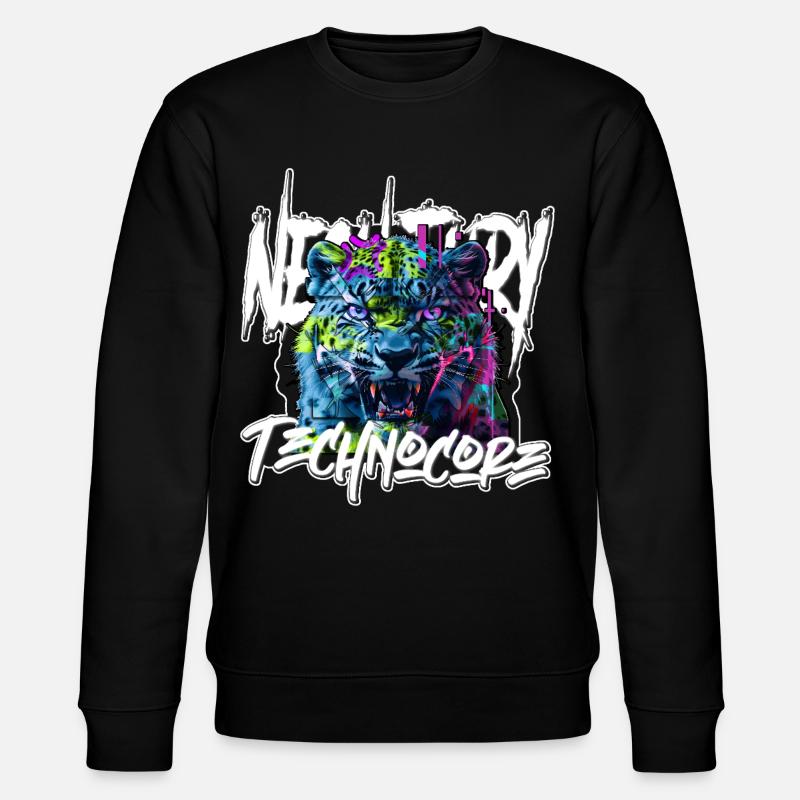 Neon-Fury-Leopard – Technocore-Rave-Streetwear - Stanley/Stella Unisex Bio-Sweatshirt CHANGER  - Schwarz