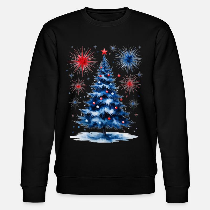 Fireworks Christmas Tree Pattern - Stanley/Stella CHANGER Unisex Organic Sweatshirt - black