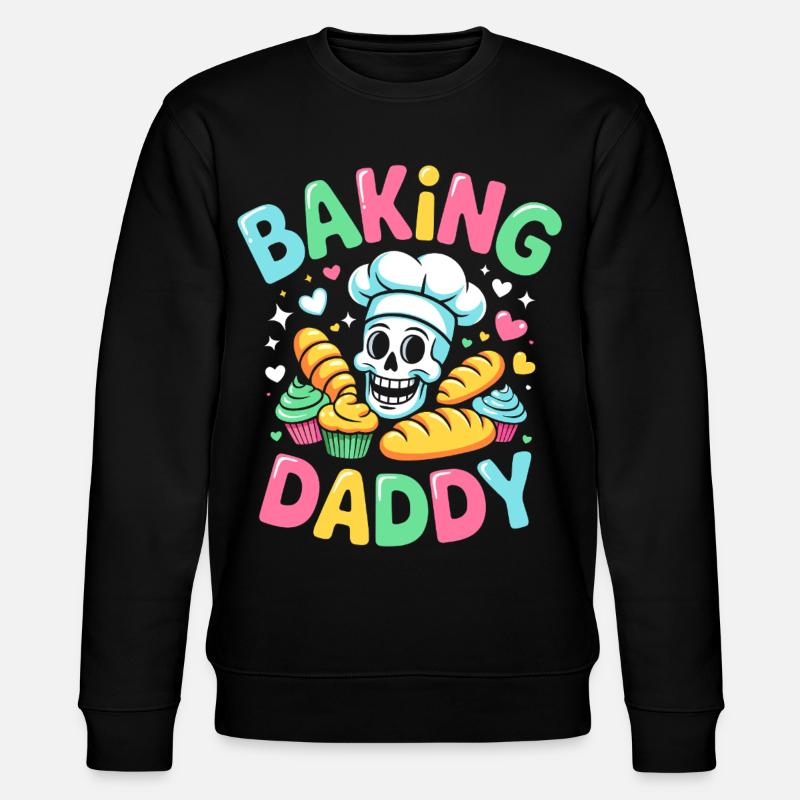 Baking Daddy Cooking Skull - Stanley/Stella CHANGER Unisex Organic Sweatshirt - black