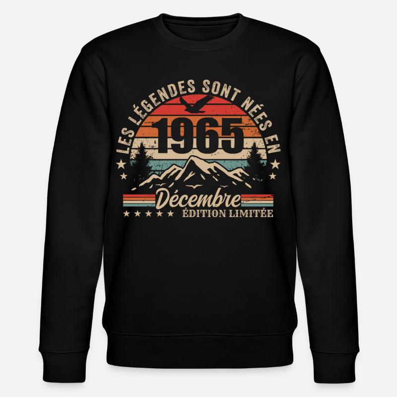 Rétro Décembre 1965 - Cadeau 60 Ans - Sweat bio CHANGER Stanley/Stella Unisexe - noir