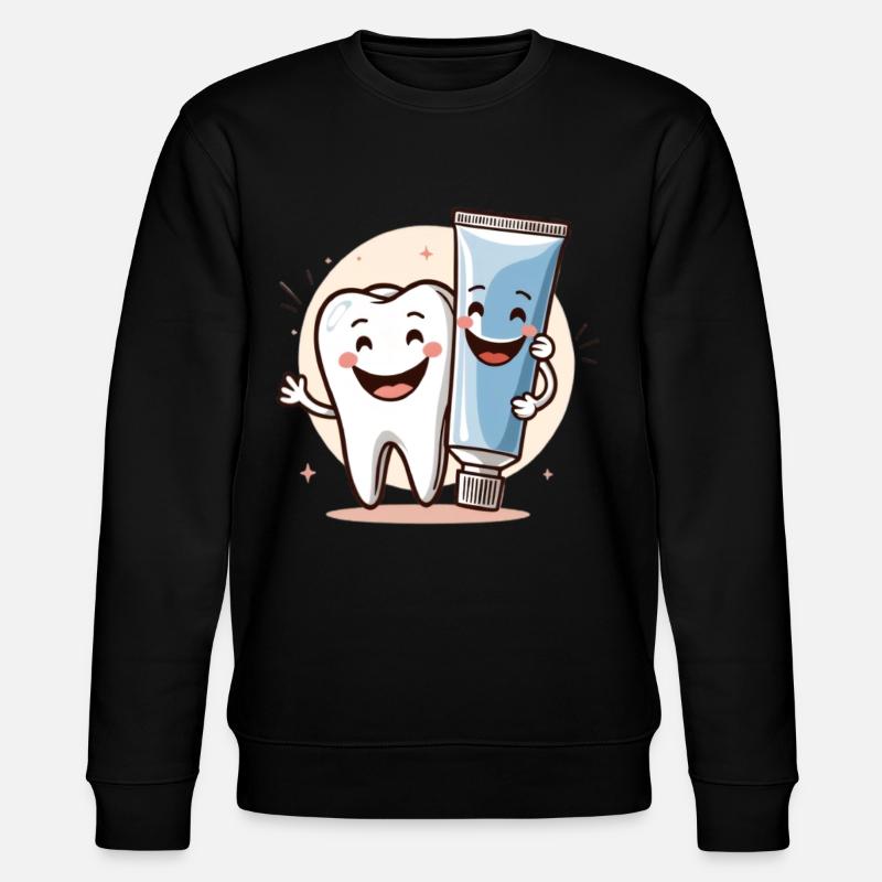 Smiling tooth with toothpaste - Stanley/Stella CHANGER Unisex Organic Sweatshirt - black