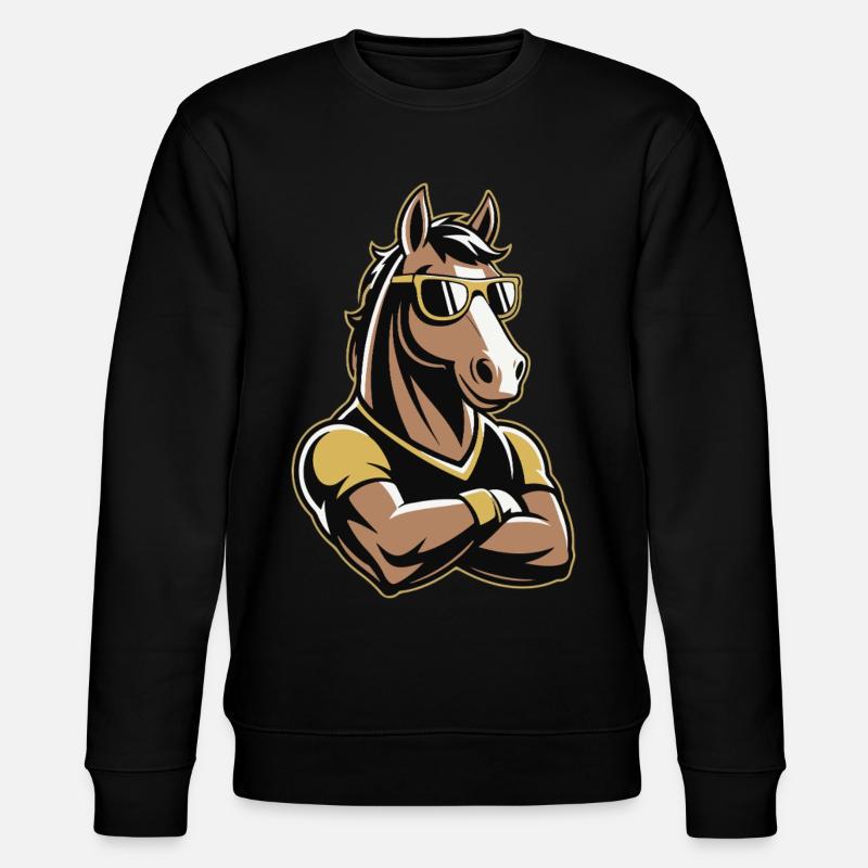 Pferd Maskottchen mit Sonnenbrille - Stanley/Stella Unisex Bio-Sweatshirt CHANGER  - Schwarz