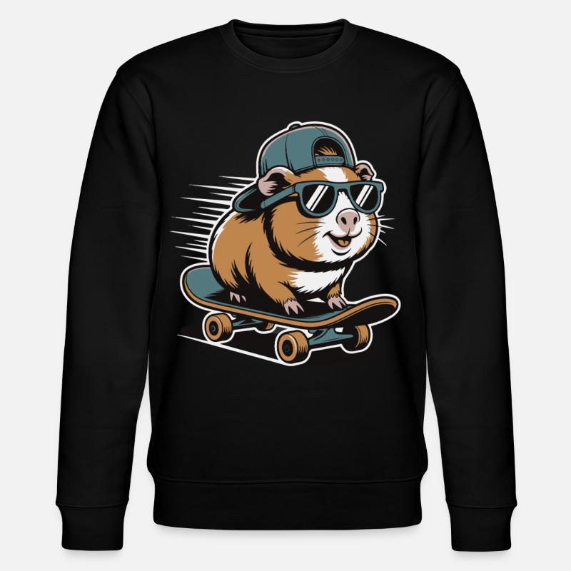 Hamster auf Skateboard - Stanley/Stella Unisex Bio-Sweatshirt CHANGER  - Schwarz