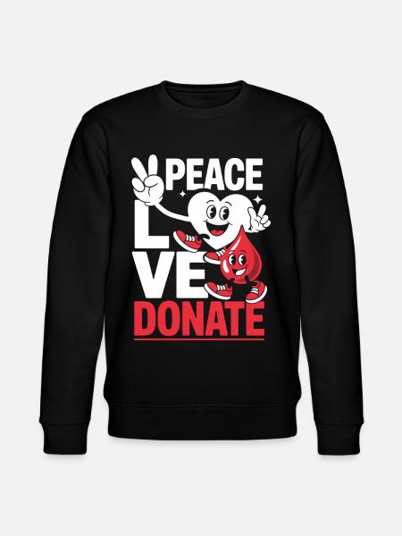 Peace Love Doner bloddonor bloddonation - Stanley/Stella økologisk unisex-sweatshirt CHANGER  - sort