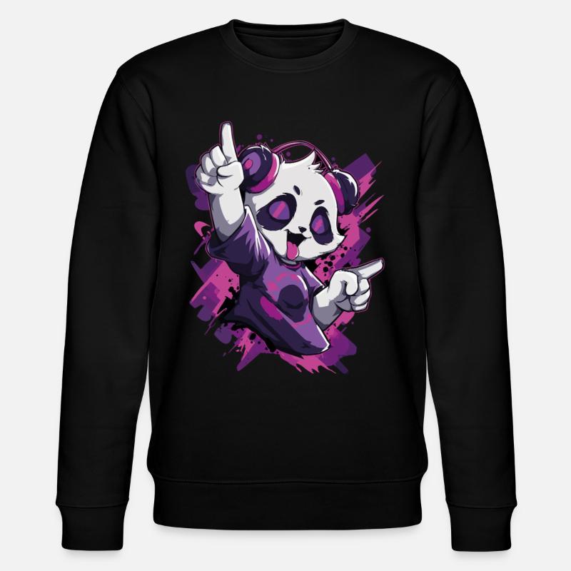 Party Panda Musik Spaß - Stanley/Stella Unisex Bio-Sweatshirt CHANGER  - Schwarz