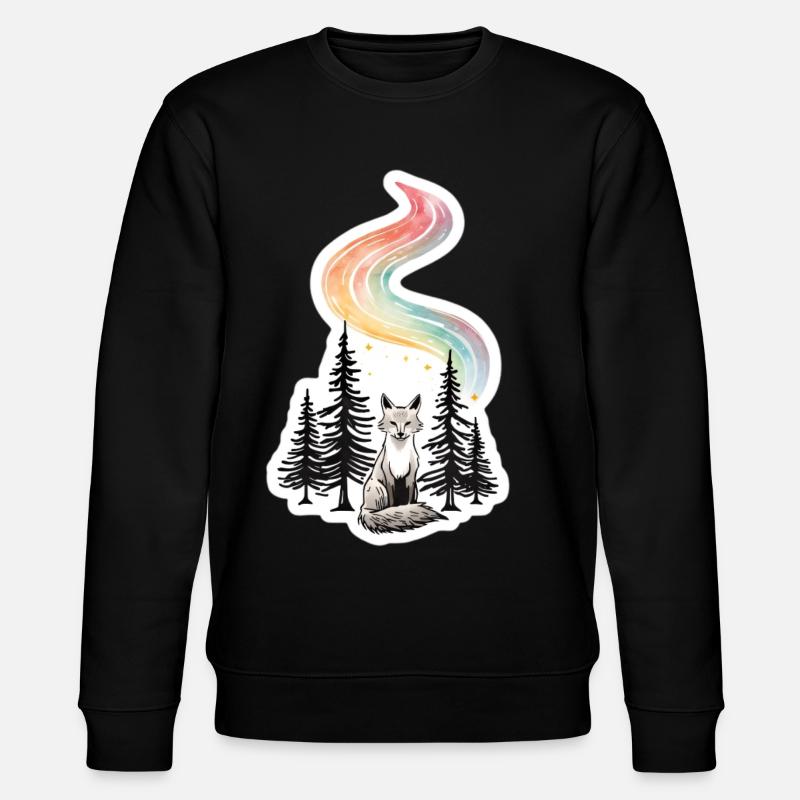 Nordlicht Fuchs im Wald - Stanley/Stella Unisex Bio-Sweatshirt CHANGER  - Schwarz
