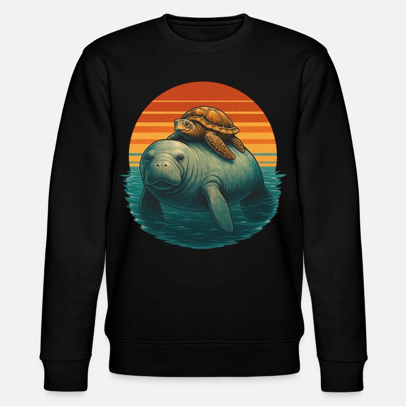 Manatee Schildkröte Ozean Freunde - Stanley/Stella Unisex Bio-Sweatshirt CHANGER  - Schwarz