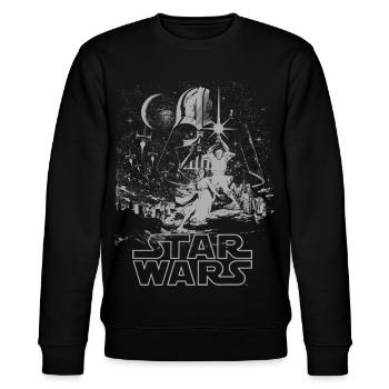 Star Wars Galaxie Mit Darth Vader Retro - Stanley/Stella Unisex Bio-Sweatshirt CHANGER  - Schwarz - Vorne - Nik (191cm) & Marisol (170cm)